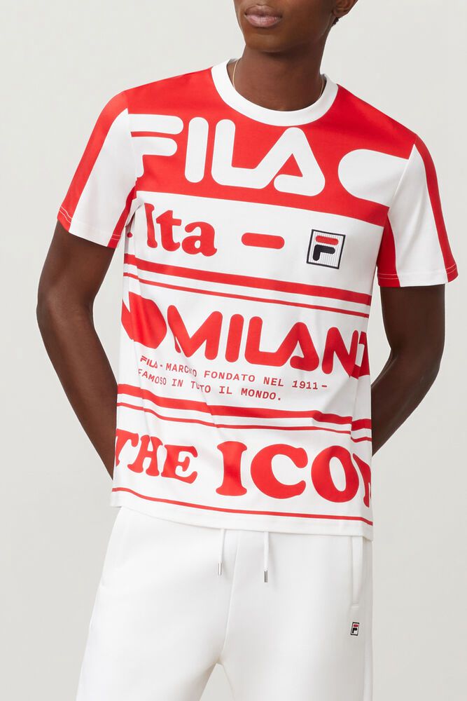 Fila T-Shirt Mens Red - Milano Printed Cotton - Philippines 9634850-NK